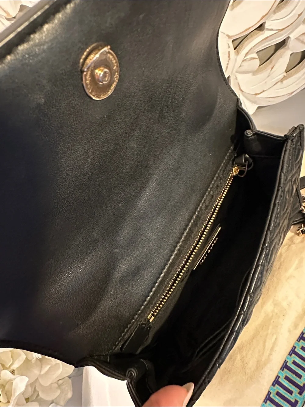 Tory Burch Black Leather Fleming Quilted Shoulder Bag